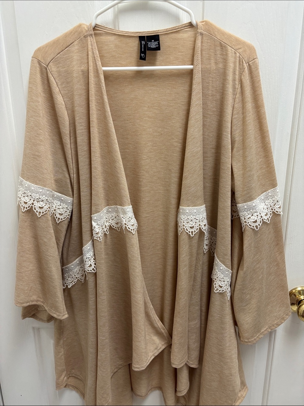 new directions Tan Open-Front Lightweight Cardigan